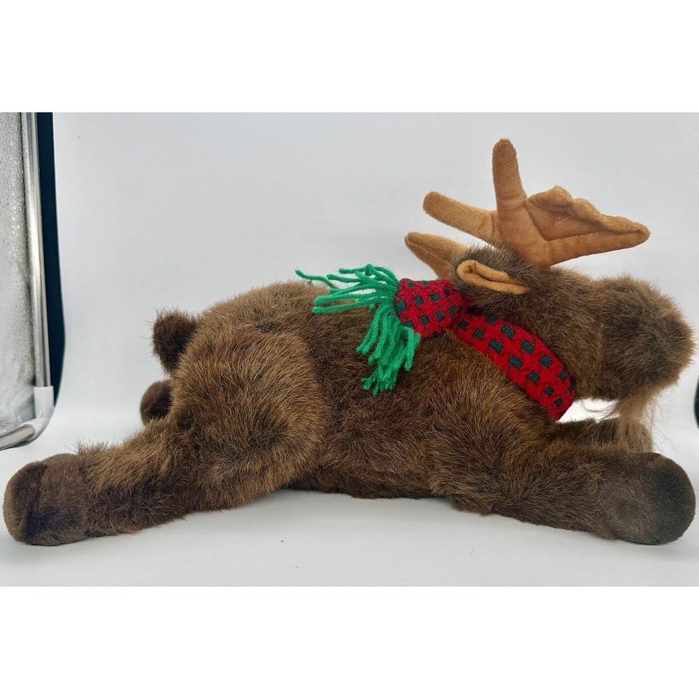 Fun World Singing Christmas Moose 16" Plush Red Green Scarf Tested Vintage
